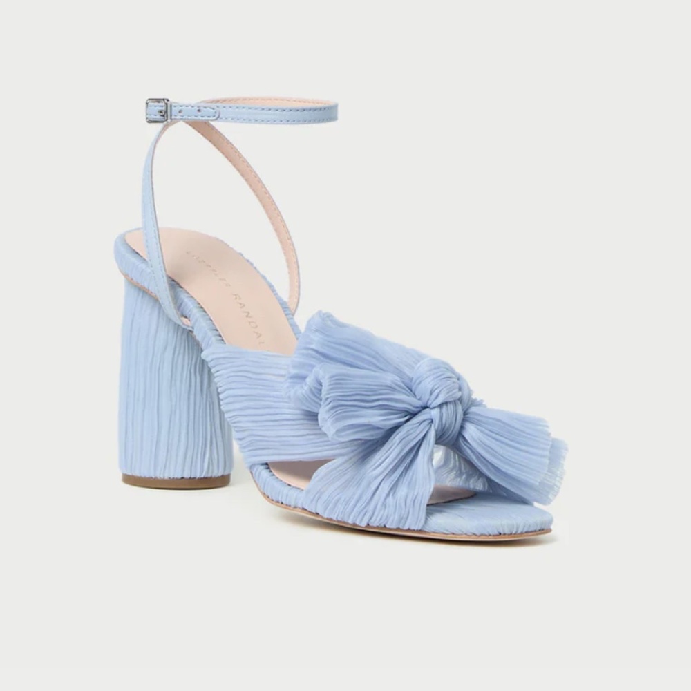 Loeffler Randal Camellia Blue Floral Bow Heel, Size 9B